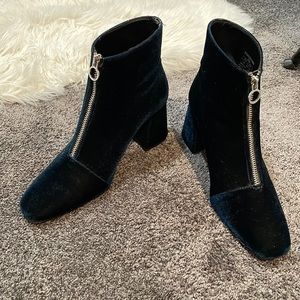 Zara velvet blue boots